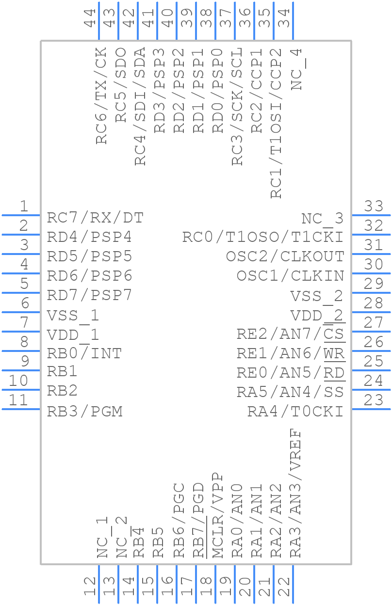 PIC16F74-I/PT - Microchip - PCB symbol