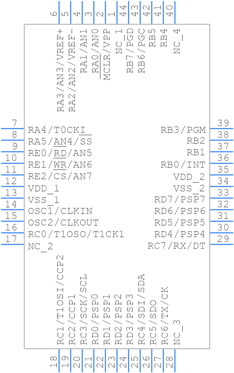 PIC16F874-20I/L - Microchip - PCB symbol