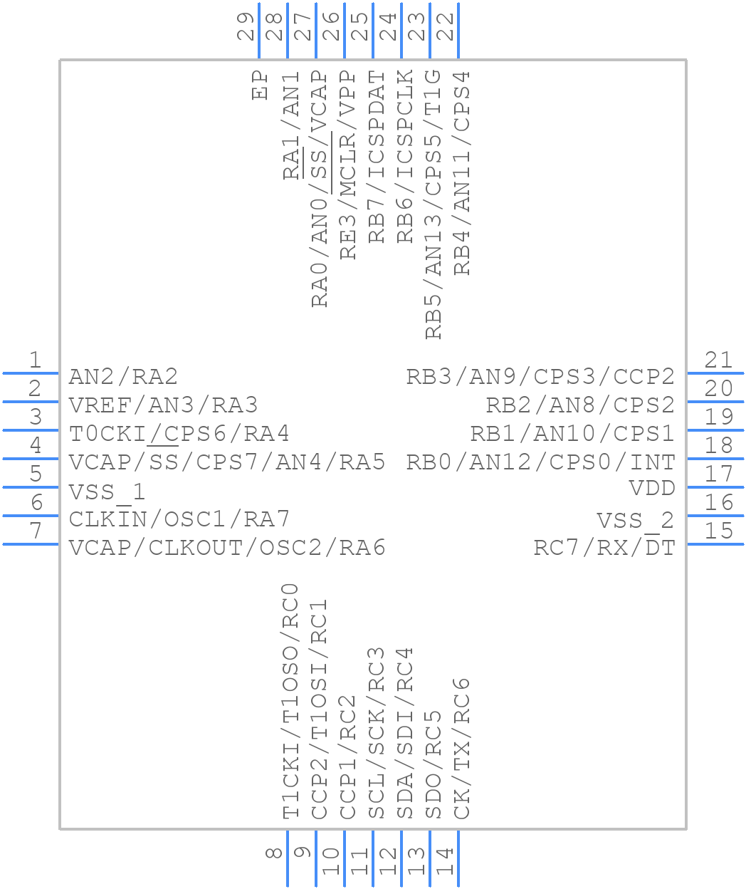 PIC16LF723A-I/ML - Microchip - PCB symbol