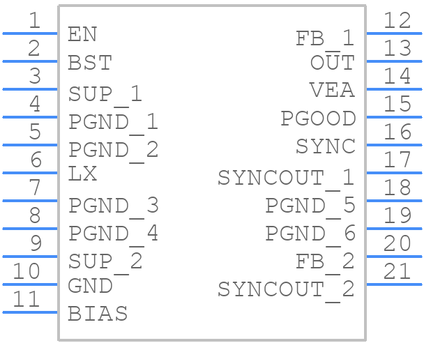 MAX20408AFOF/VY+T - Analog Devices - PCB symbol