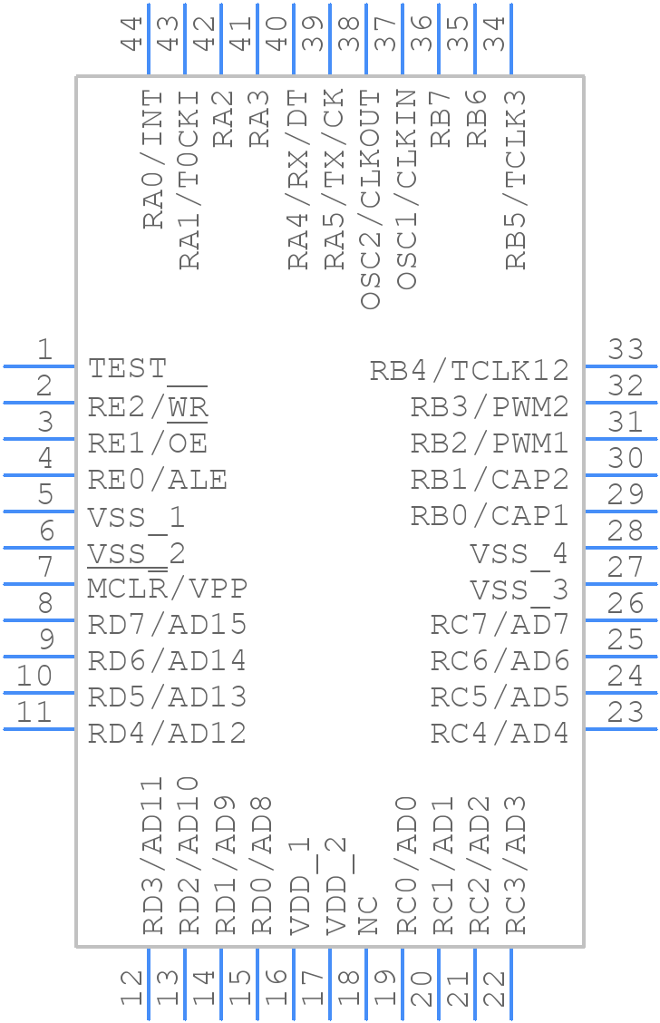 PIC17C43-33I/PT - Microchip - PCB symbol