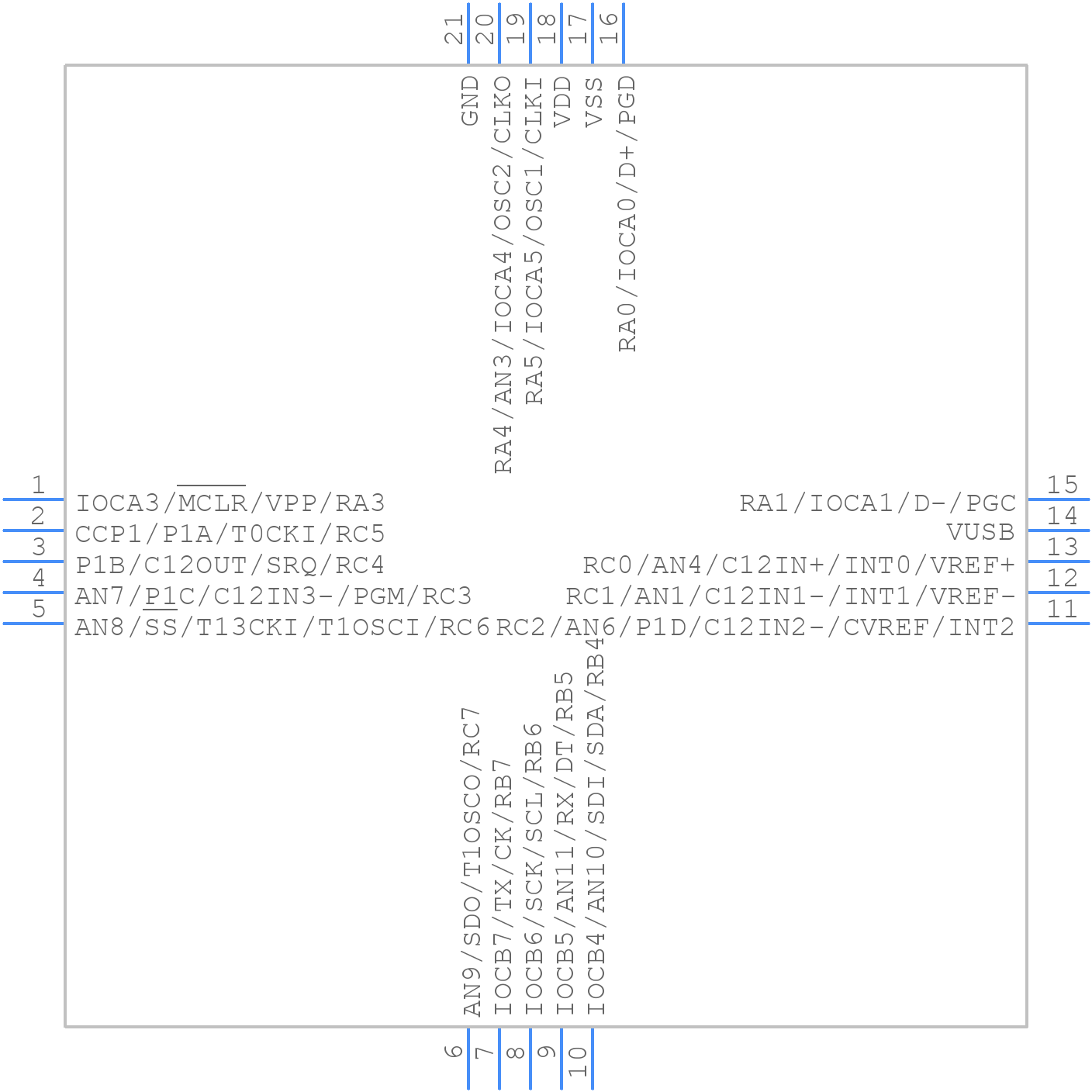 PIC18F14K50-I/MQ - Microchip - PCB symbol