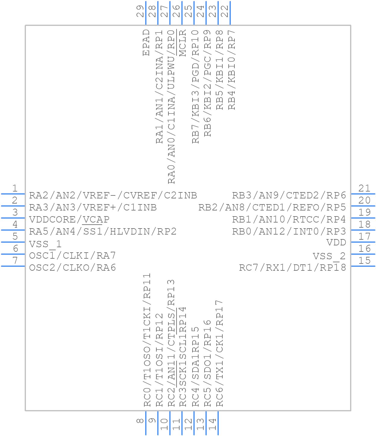 PIC18F26J11-I/ML - Microchip - PCB symbol
