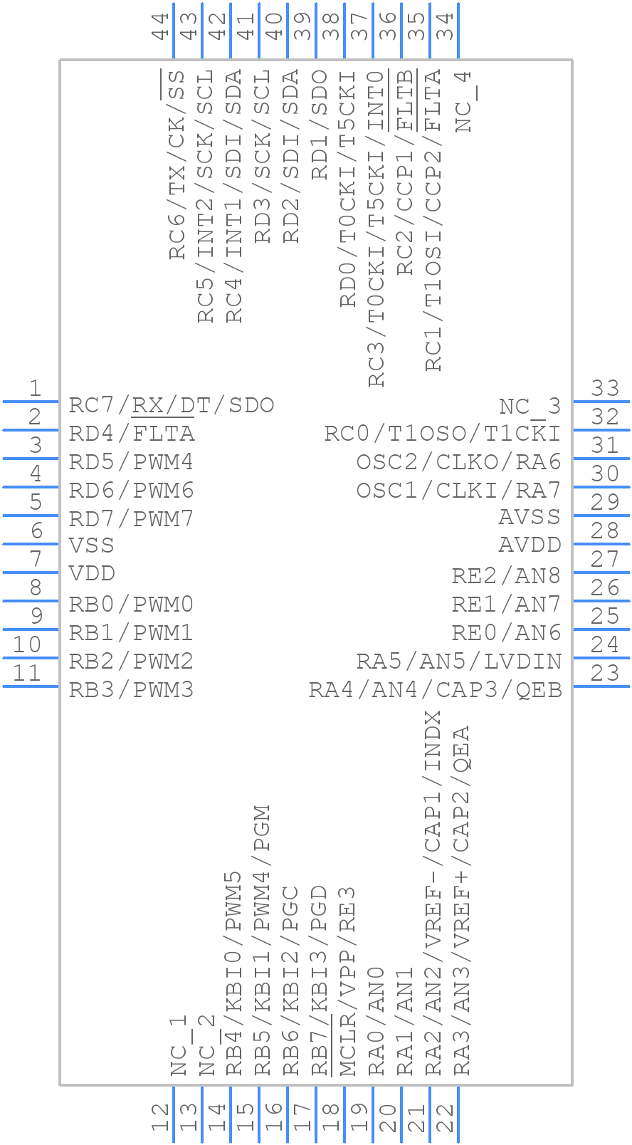 PIC18F4331-I/PT - Microchip - PCB symbol