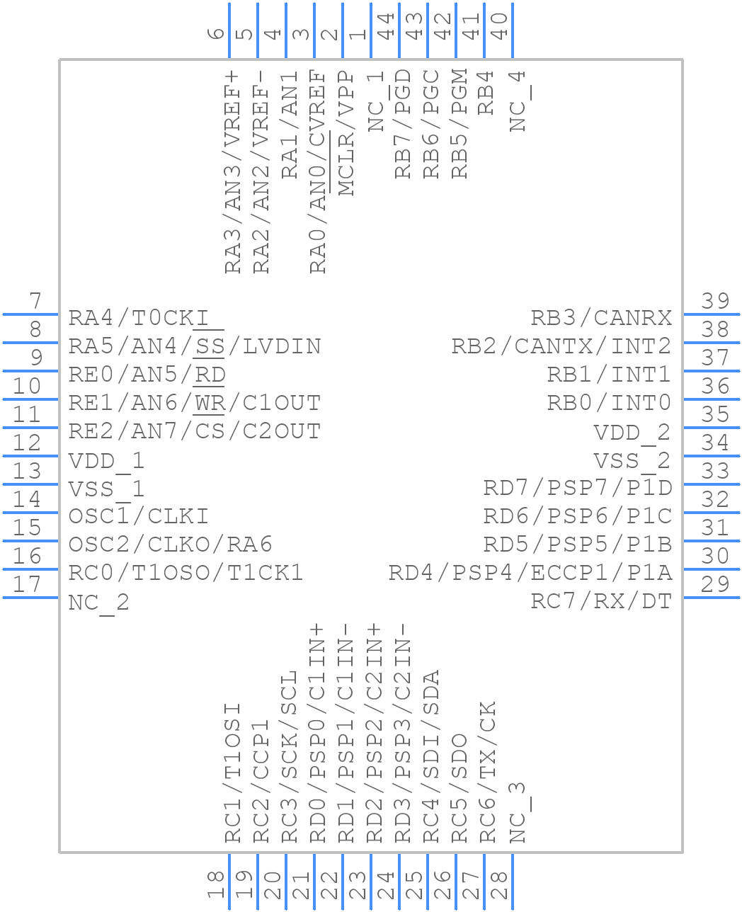 PIC18F448-I/L - Microchip - PCB symbol