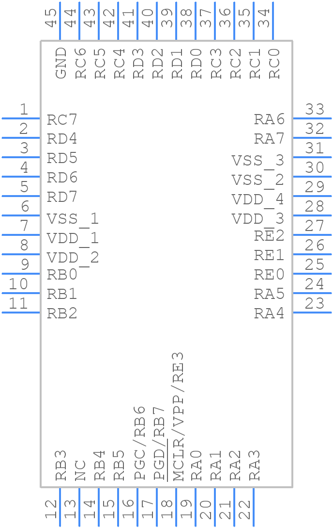 PIC18F45K22-E/ML - Microchip - PCB symbol