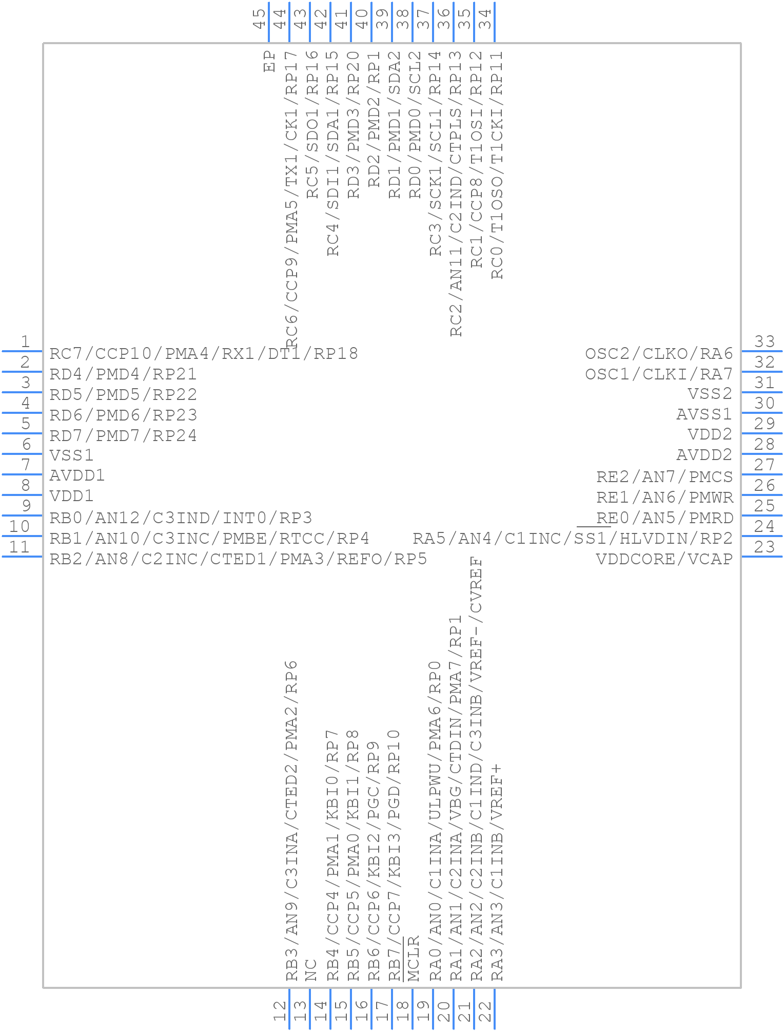 PIC18F46J13-I/ML - Microchip - PCB symbol