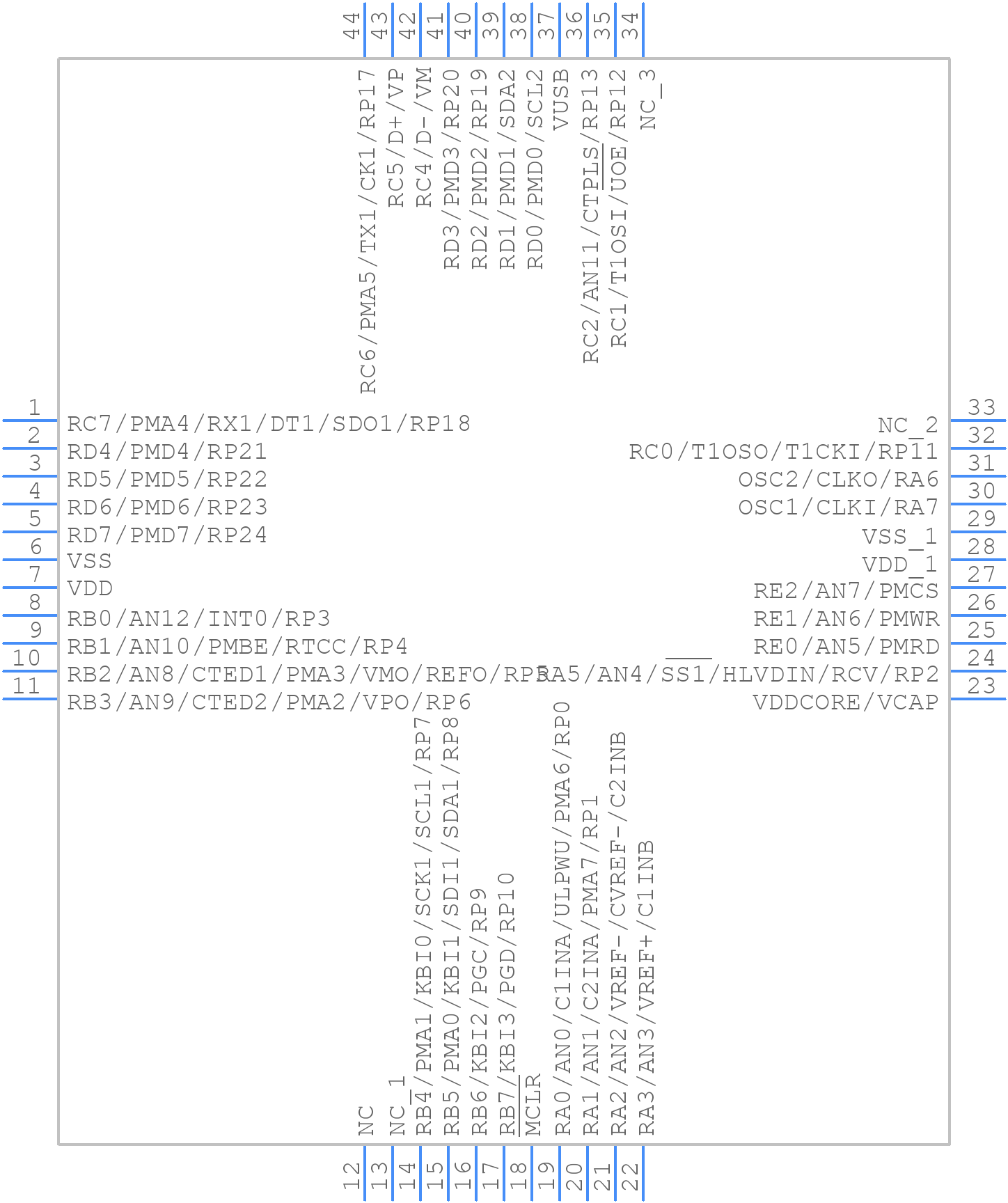 PIC18F46J50-I/PT - Microchip - PCB symbol