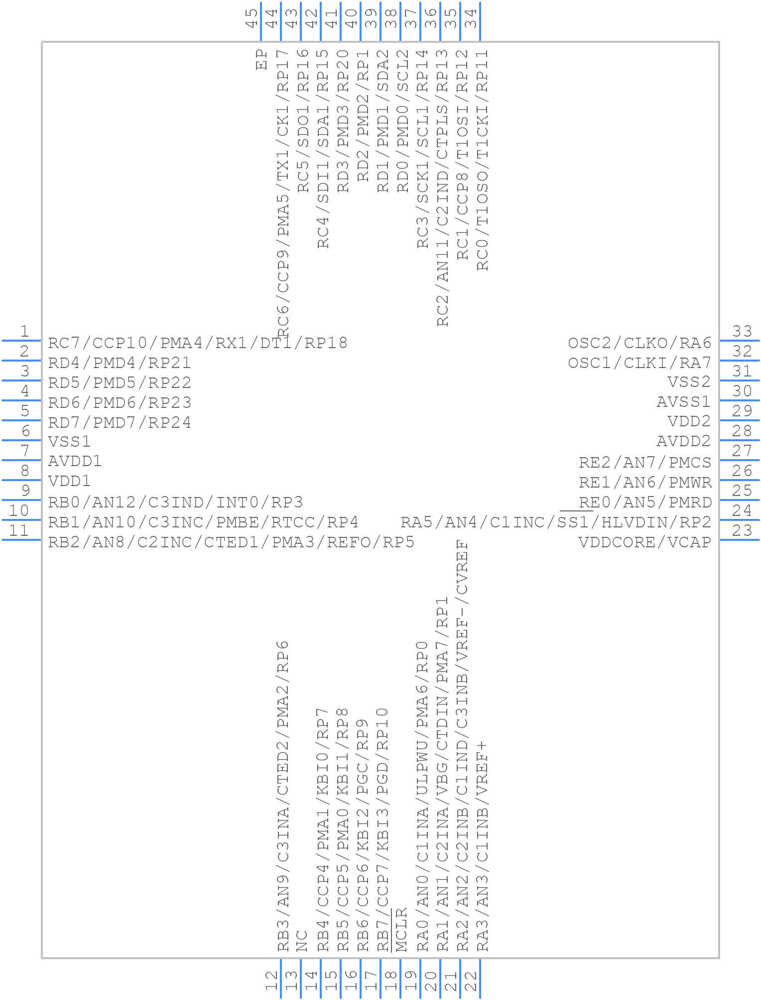 PIC18F47J13-I/ML - Microchip - PCB symbol