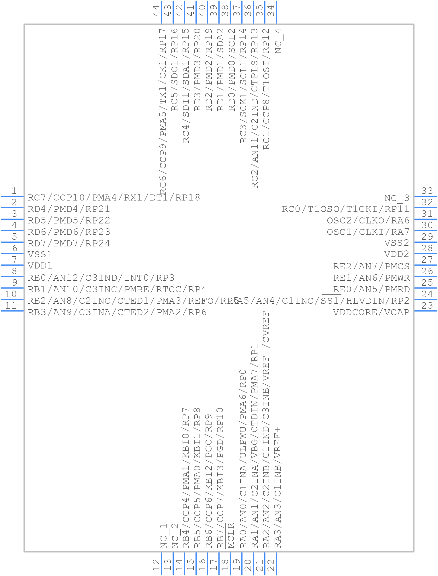 PIC18F47J13-I/PT - Microchip - PCB symbol