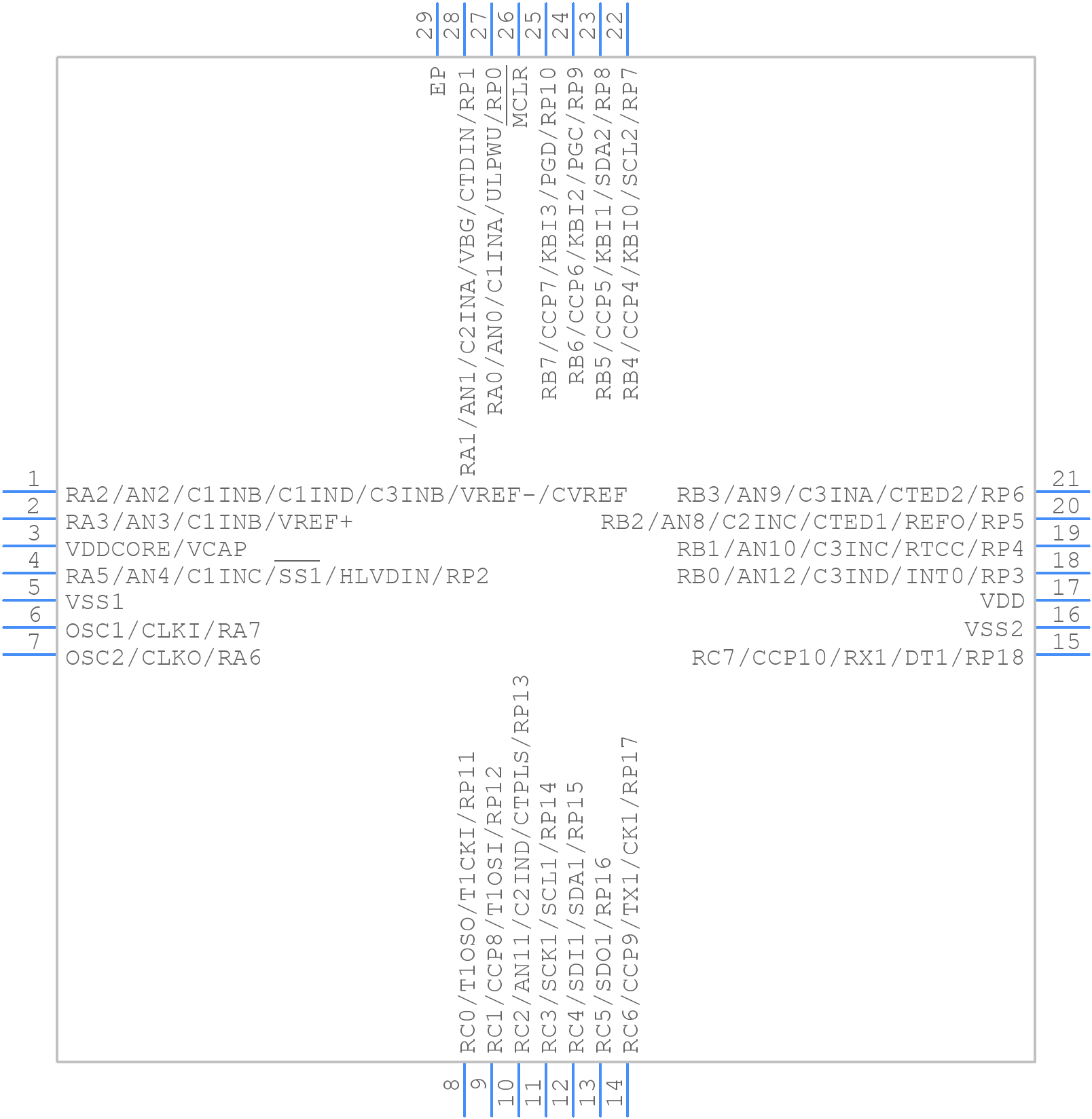 PIC18LF26J13-I/ML - Microchip - PCB symbol