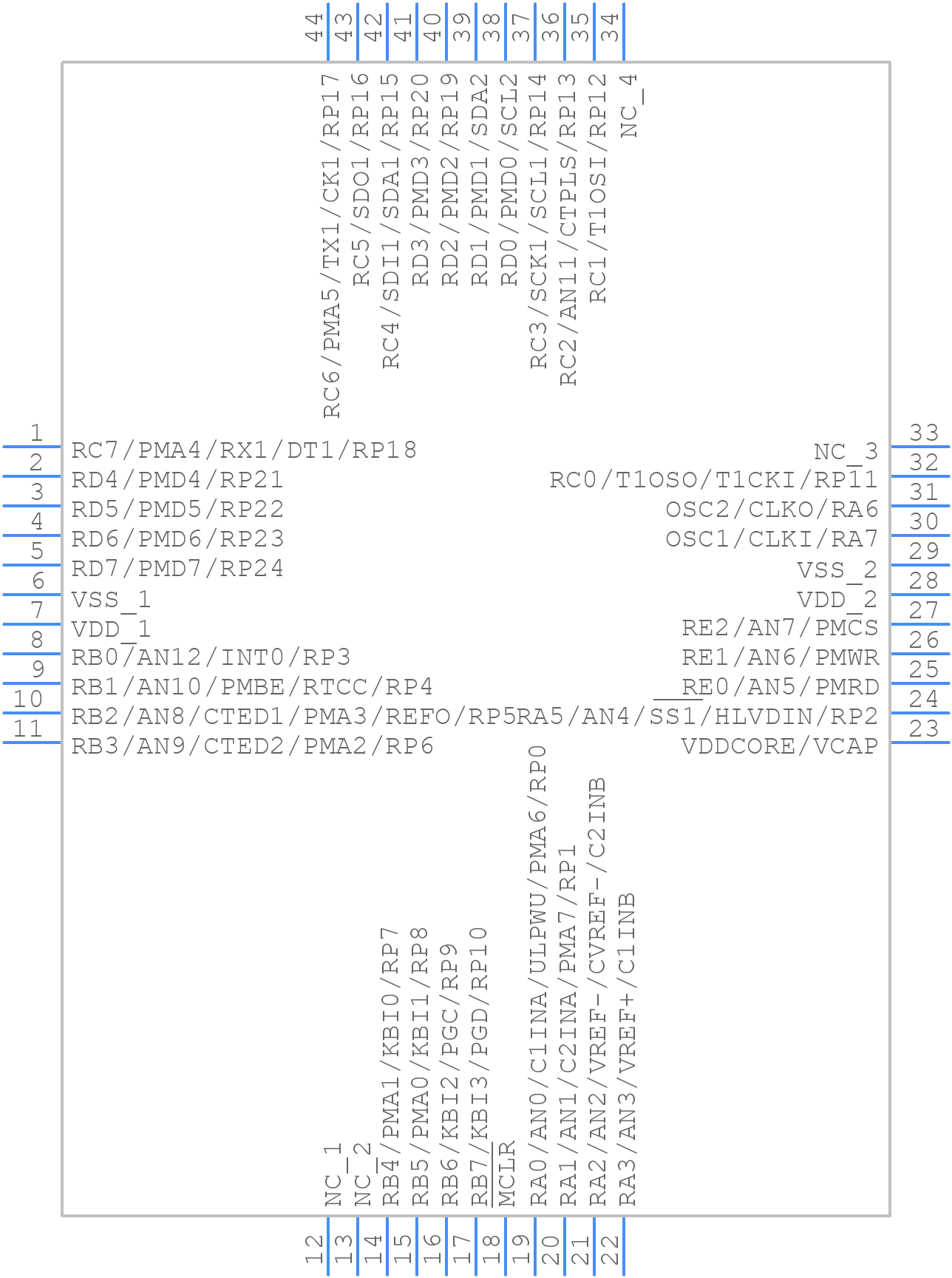 PIC18LF45J11-I/PT - Microchip - PCB symbol