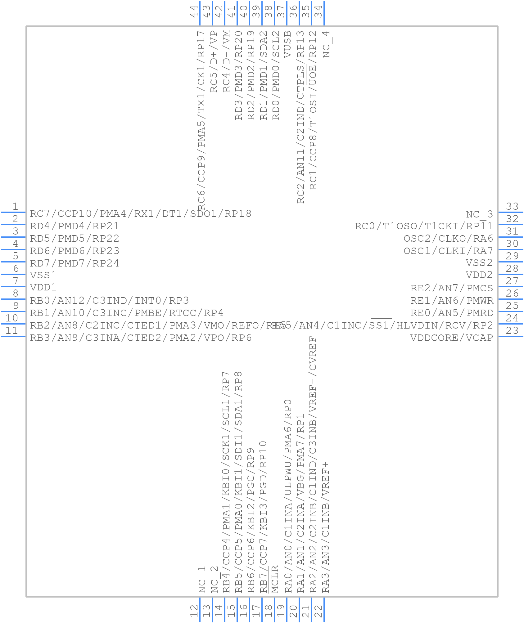 PIC18LF46J53-I/PT - Microchip - PCB symbol