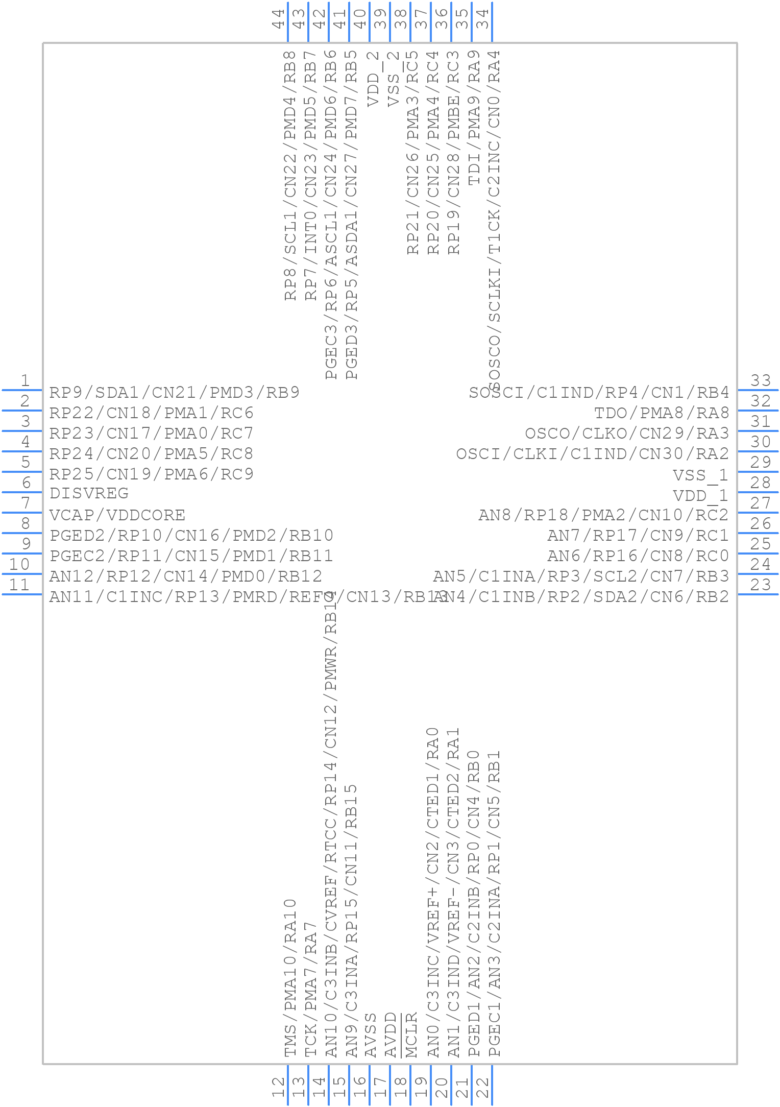 PIC24FJ64GA104-I/PT - Microchip - PCB symbol