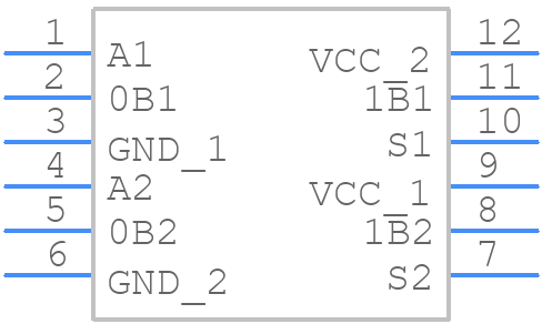 PI5A3158BZAEX - Diodes Incorporated - PCB symbol