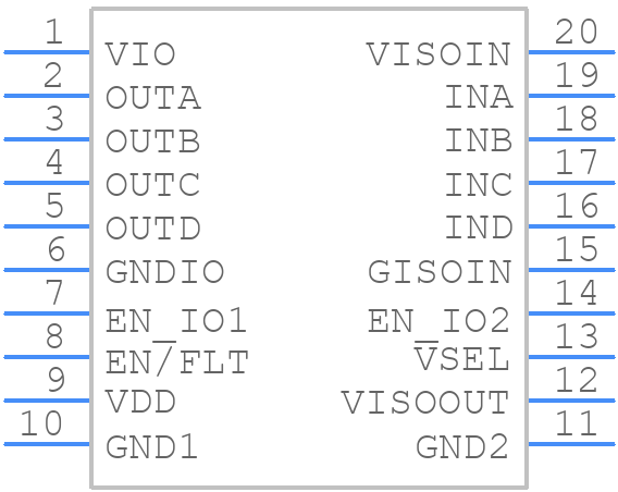 ISOW7744DFMR - Texas Instruments - PCB symbol