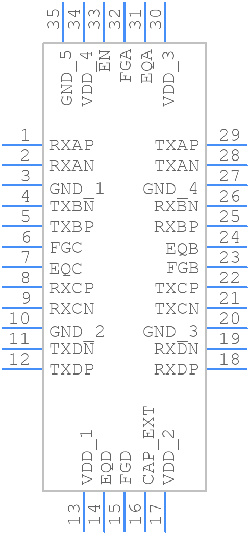 PI3EQX2024ZTFEX - Diodes Incorporated - PCB symbol