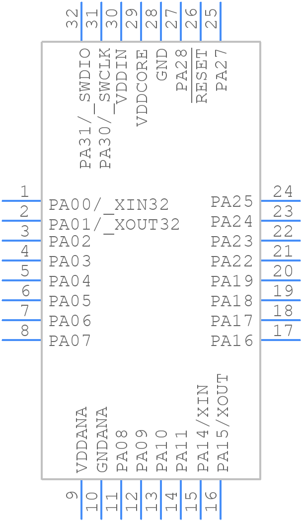 PIC32CM6408MC00032-E/PT - Microchip - PCB symbol