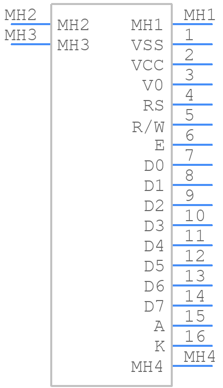LCD1602(3.3VBLUEBACKLIGHT) - 1-Avel - PCB symbol