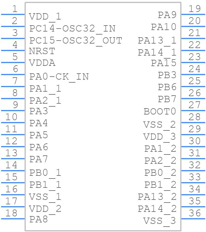 STM32L031G6U7STR - STMicroelectronics - PCB symbol