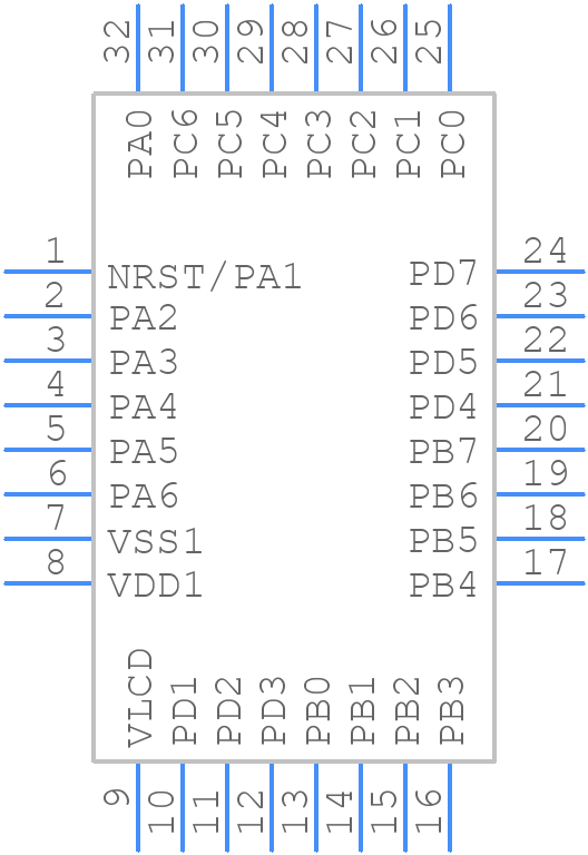STM8AL3L66TCY - STMicroelectronics - PCB symbol