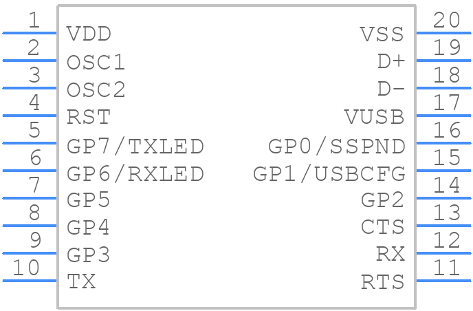 MCP2200T-E/SS - Microchip - PCB symbol