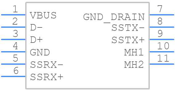 USB-A3-S-RA - Adam Tech - PCB symbol