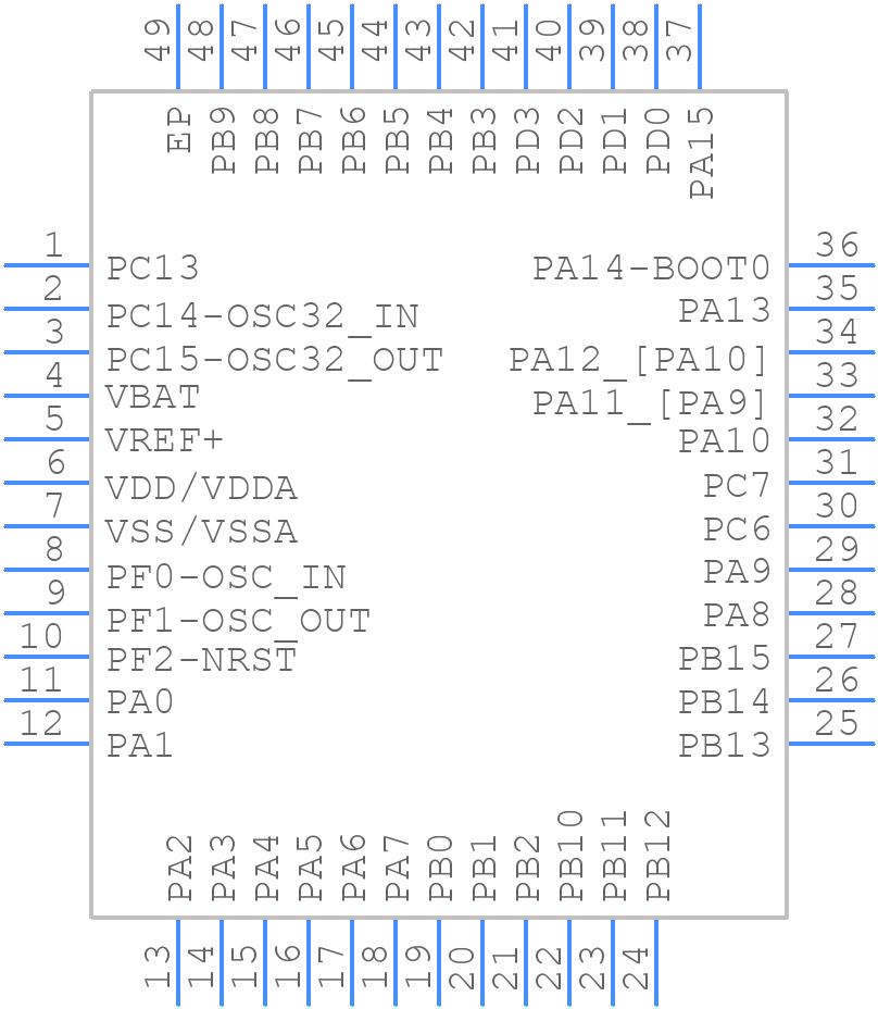 STM32G0B1CBU7TR - STMicroelectronics - PCB symbol