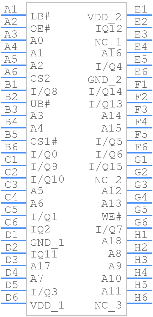 IS66WV51216EBLL-55BLI-TR - Integrated Silicon Solution Inc. - PCB symbol