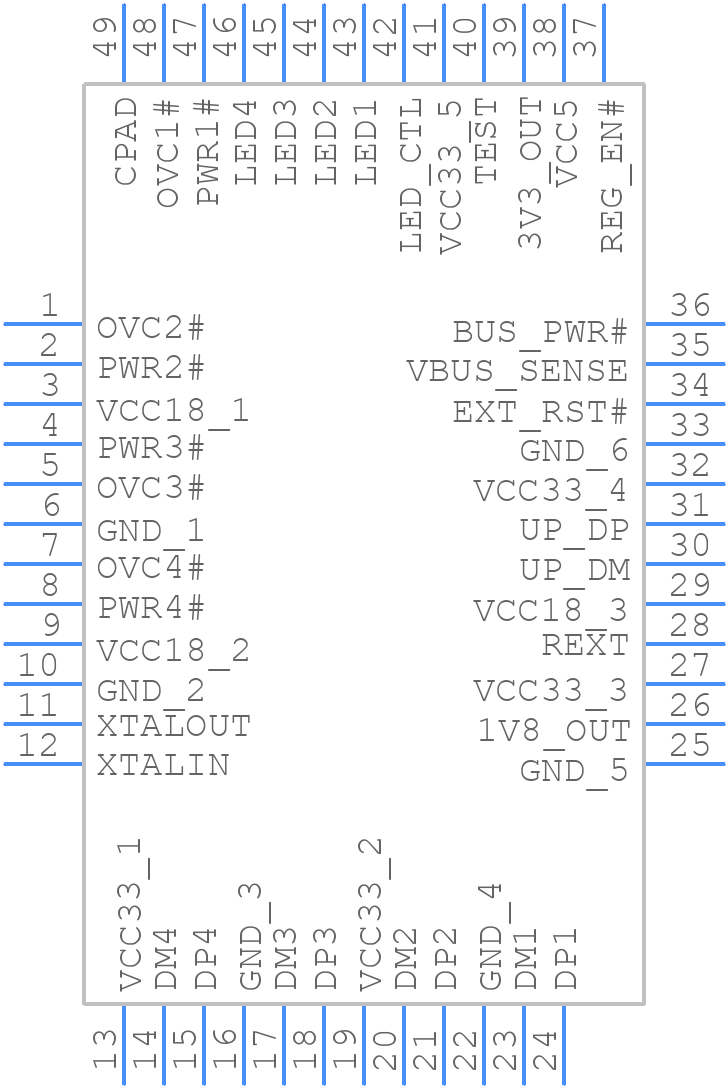 XR22414CL48TR-F - MaxLinear, Inc. - PCB symbol