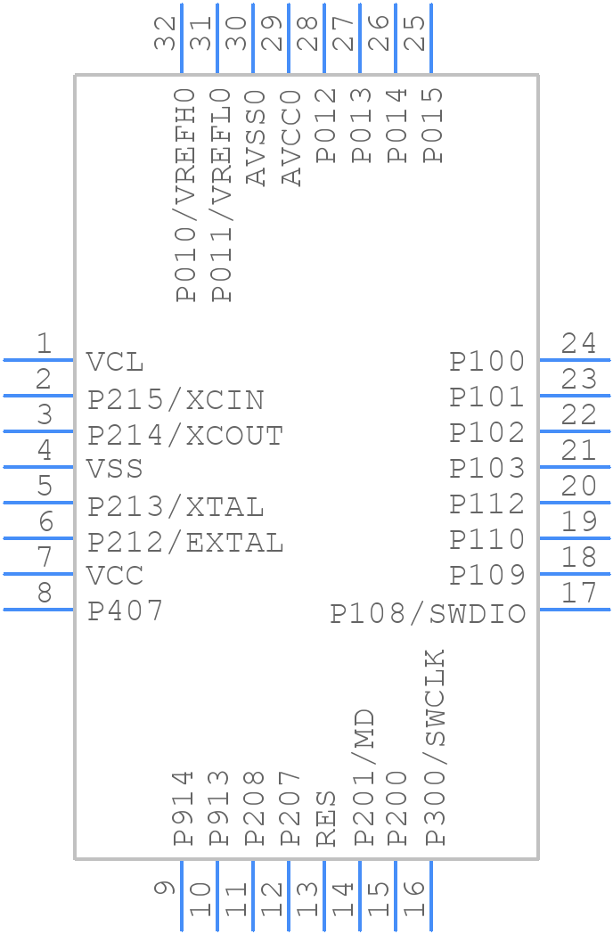 R7FA2E1A52DFJ#BA0 - Renesas Electronics - PCB symbol