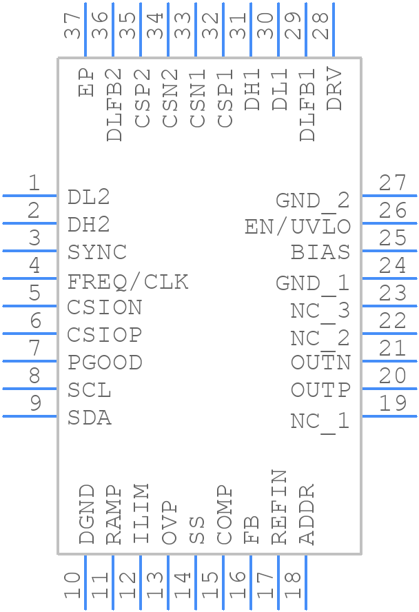 MAX15258ATX+ - Analog Devices - PCB symbol