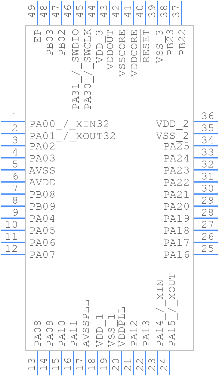 PIC32CM2532LE00048-I/U5B - Microchip - PCB symbol
