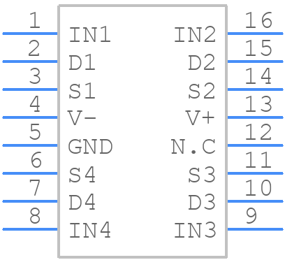 DG211CUE+ - Analog Devices - PCB symbol