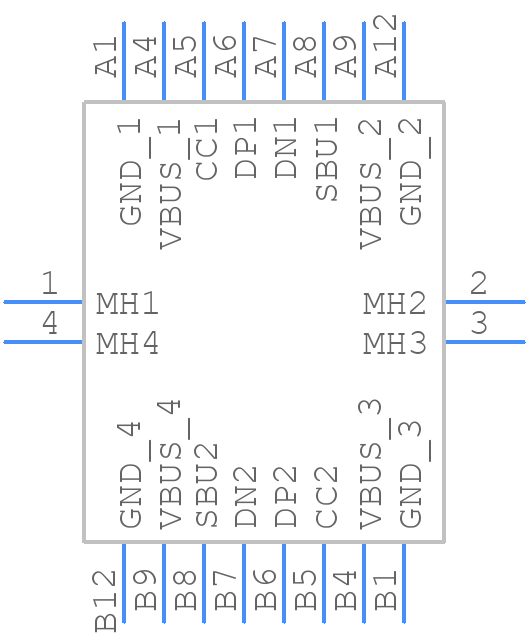 USB4145-03-0170-C - GCT (GLOBAL CONNECTOR TECHNOLOGY) - PCB symbol