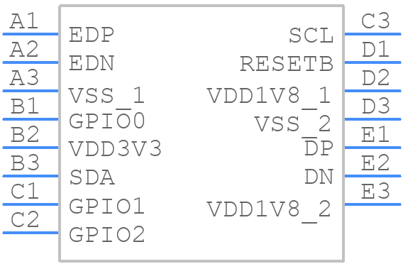 TUSB2E111YCGR - Texas Instruments - PCB symbol