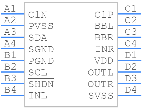 MAX9723DEBE+ - Analog Devices - PCB symbol