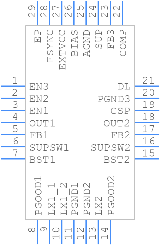 MAX20057ATIG/VY+T - Analog Devices - PCB symbol