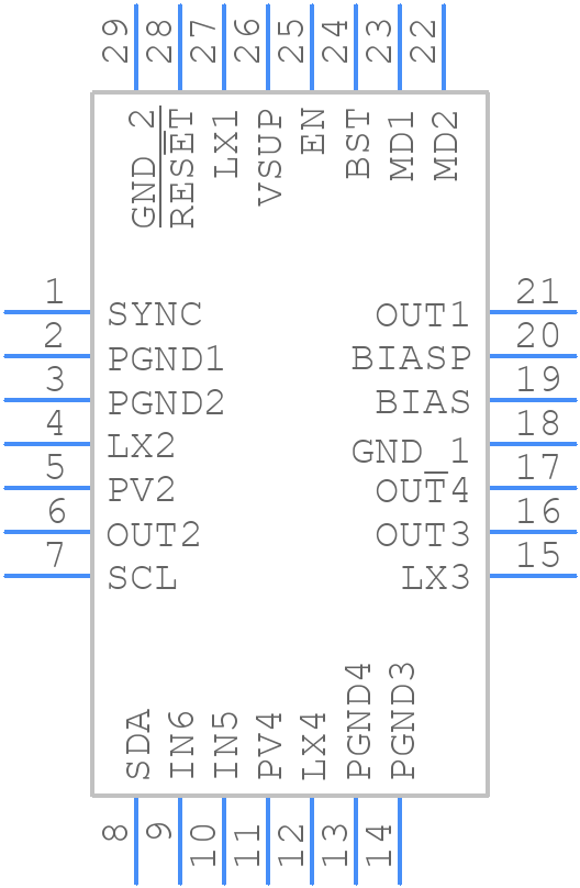 MAX20430ATII/VY+ - Analog Devices - PCB symbol