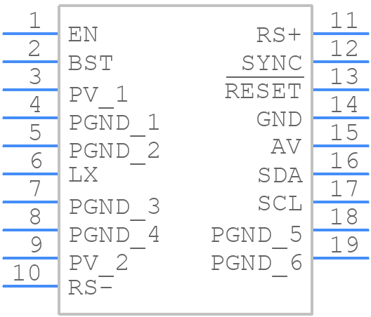MAX20499BFOL/VY+T - Analog Devices - PCB symbol