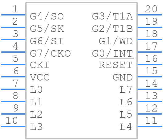 COP8SAA520N8XXX - Texas Instruments - PCB symbol