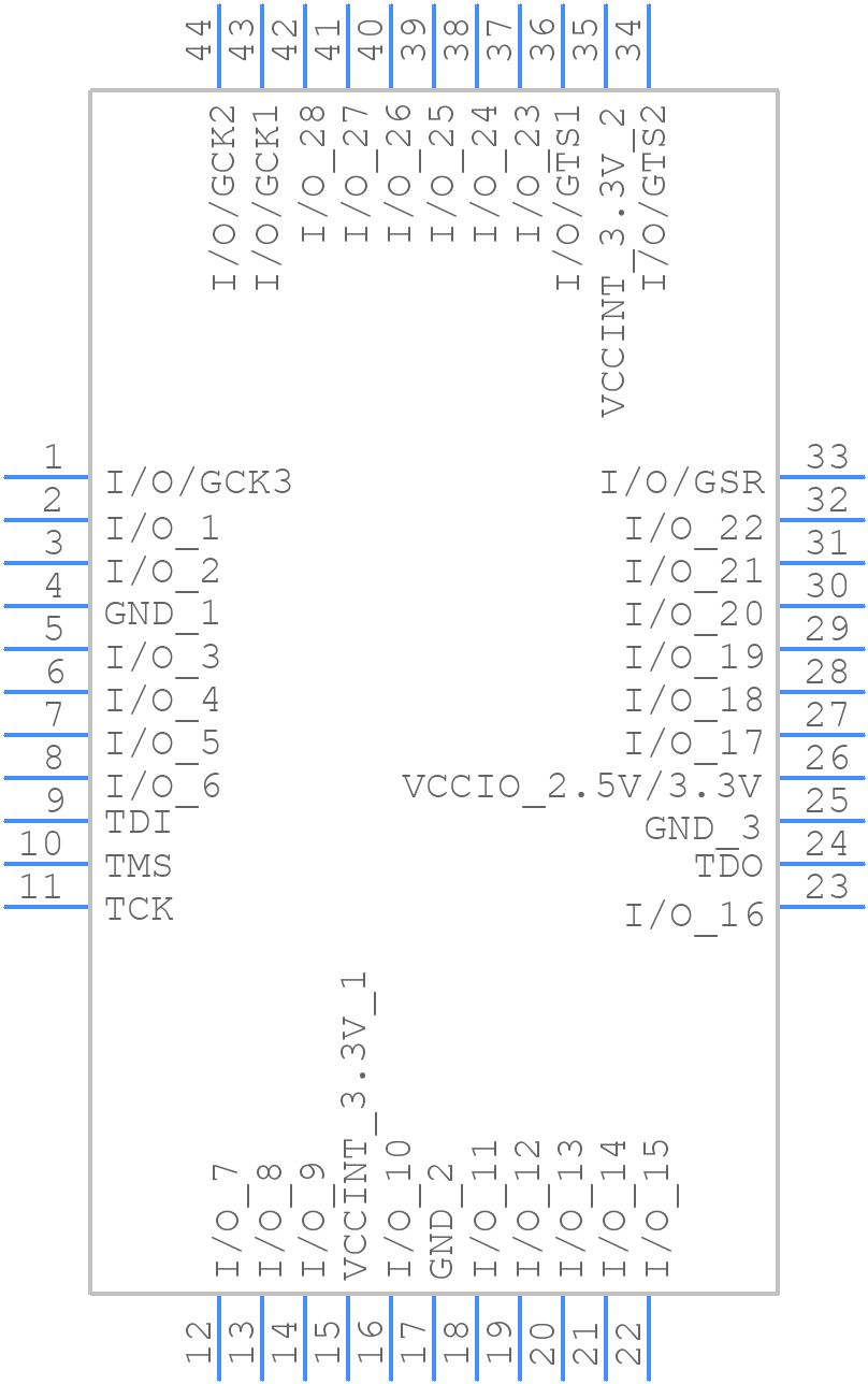 XC9536XL-7VQ44C - AMD - PCB symbol