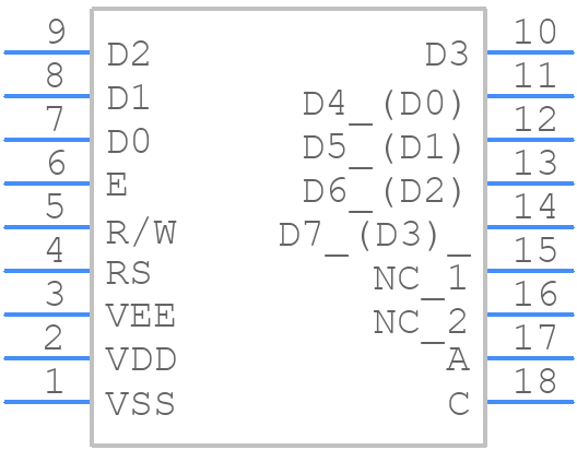 EA DIP162-DHNLED - Display Visions - PCB symbol