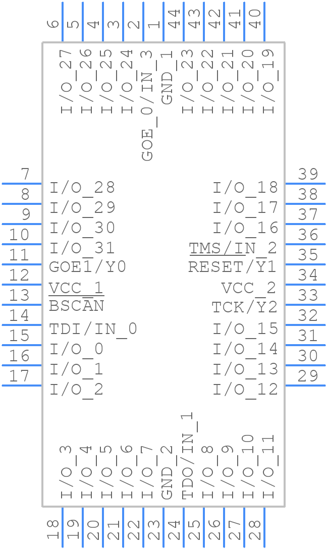 ISPLSI2064VE-200LJ44 - Lattice Semiconductor - PCB symbol