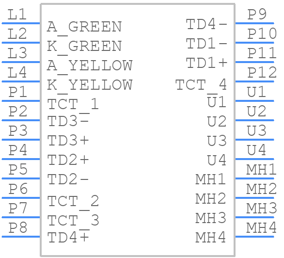 MTJ-USB-88JX1-FS-PG-LH-M49 - Adam Tech - PCB symbol