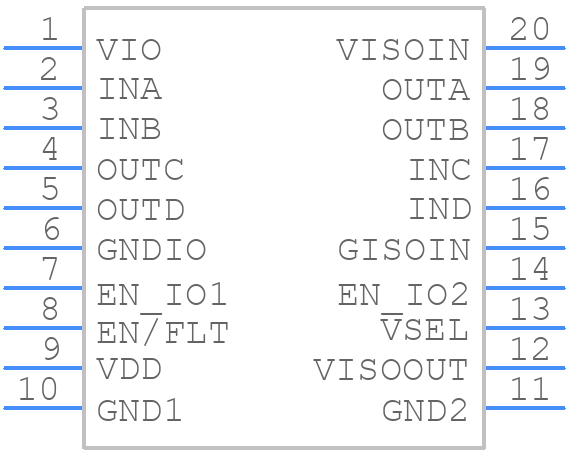 ISOW7742QDFMRQ1 - Texas Instruments - PCB symbol