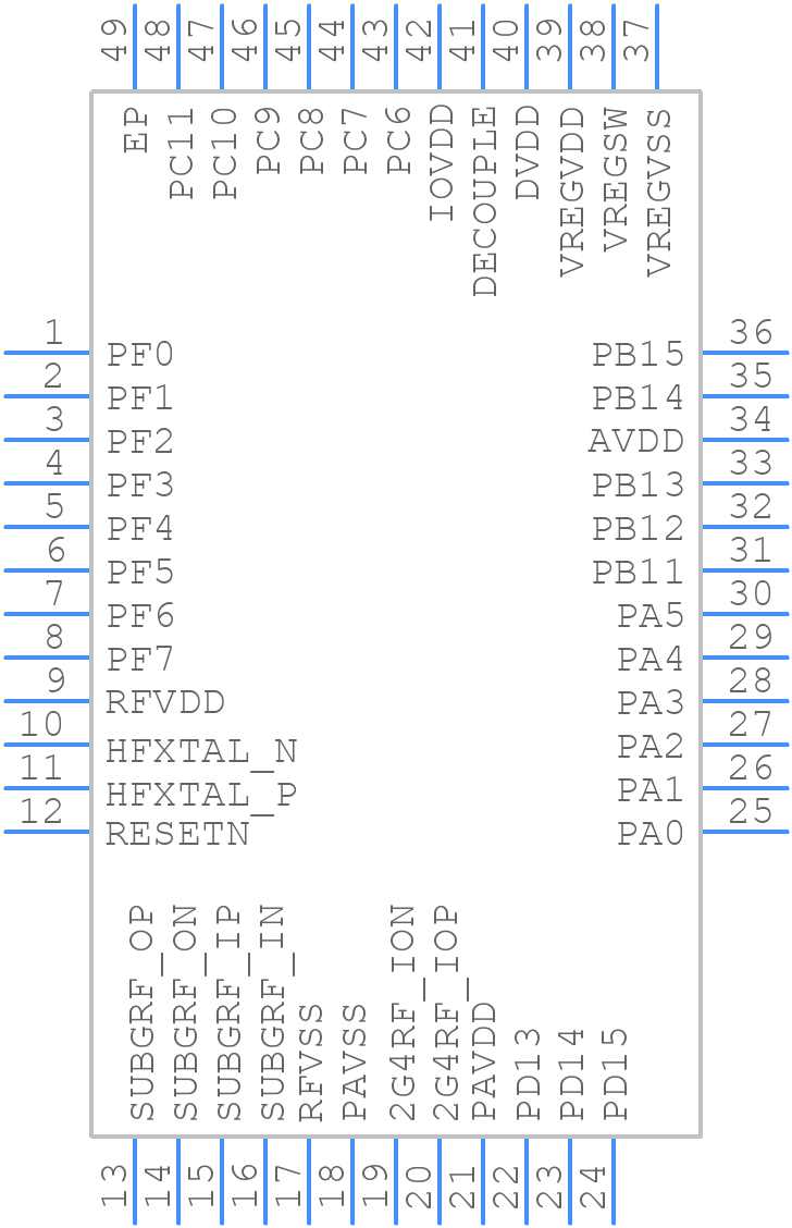 EFR32FG12P231F1024GM48-BR - Silicon Labs - PCB symbol