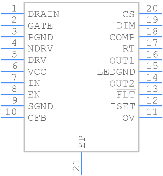 MAX16838BAUP/V+T - Analog Devices - PCB symbol