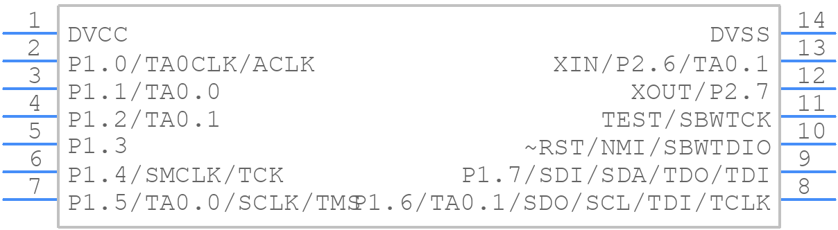 MSP430G2221IN14 - Texas Instruments - PCB symbol
