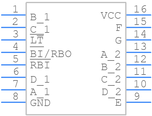 SN74LS247NE4 - Texas Instruments - PCB symbol